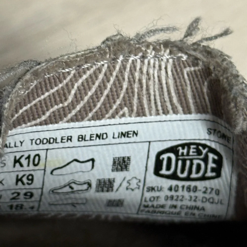 Hey Dude Wally Moc Toe Toddler Gray Linen Blend Kids Casual Slip On Easy On Shoe